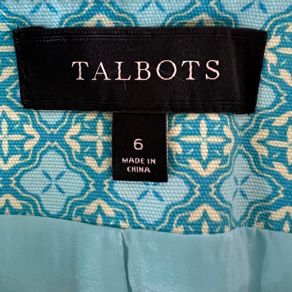 Talbots Blue Medallion A Line Skirt Cotton Stretch Knee Length Size 6 - Picture 7 of 9